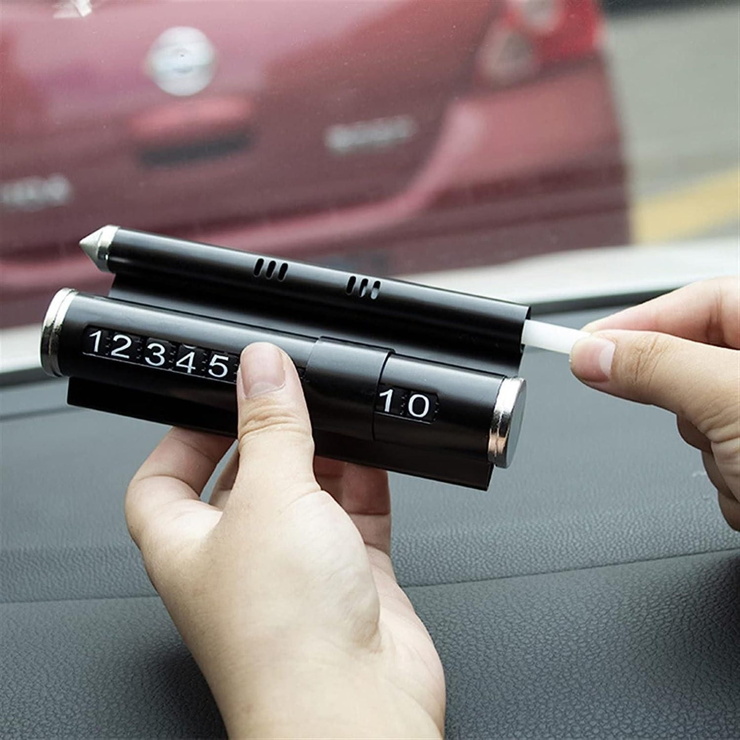 Multifunctional Phone Number Plate with Aromatherapy Automobile Safety Hammer Mobile Phone Holder